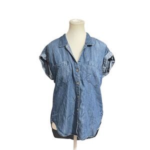Cloth And Stone  Blue‎ Boho Minimalist Cottagecore Lagen Look Top Blouse Small
